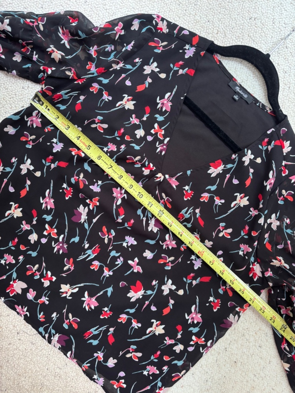 MADEWELL Floral V-Neck Long Sleeve Top Size M - Picture 8 of 9
